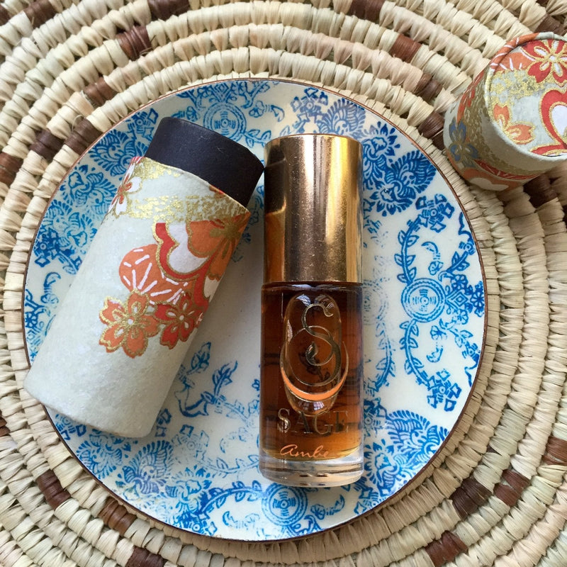 Amber Gemstone Roll-On Perfume Oil by The Sage Lifestyle (1/8 Oz) - Travel Perfume, Vegan Perfume Oil - Feel Subtle Hint of Labdanum, Tunisian Amber, Musk & Vanilla Sage Machado