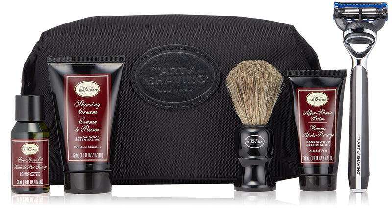 The Art of Shaving Sandalwood Travel Kit - Men's Razor with Pre-Shave Oil, Shaving Cream, Shaving Brush & After-Shave Balm The Art of Shaving