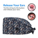 QBA Adjustable Working Cap with Button, Cotton Working Hat Sweatband, Elastic Bandage Tie Back Hats for Women & Men, One Size QBA