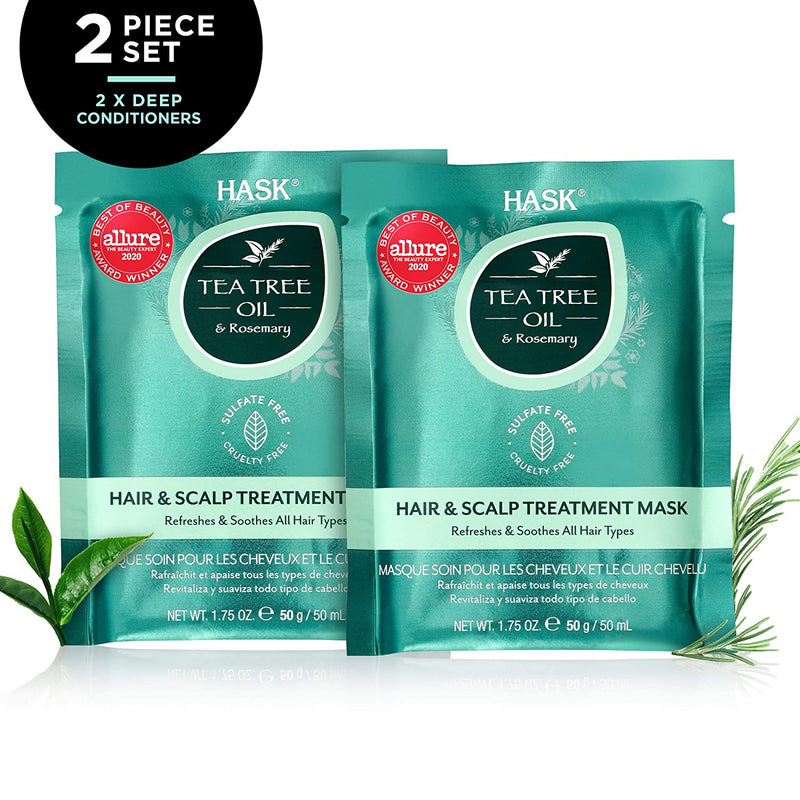 HASK Beauty TEA TREE Revitalizing Deep Conditioner Treatments for all hair types, color safe, gluten free, sulfate free, paraben free - Pack of 2 HASK Store