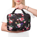 Large Hanging Travel Cosmetic Bag For Women - Versatile Toiletry And Cosmetic Makeup Organizer With Many Pockets (Black roses) Bag&Carry