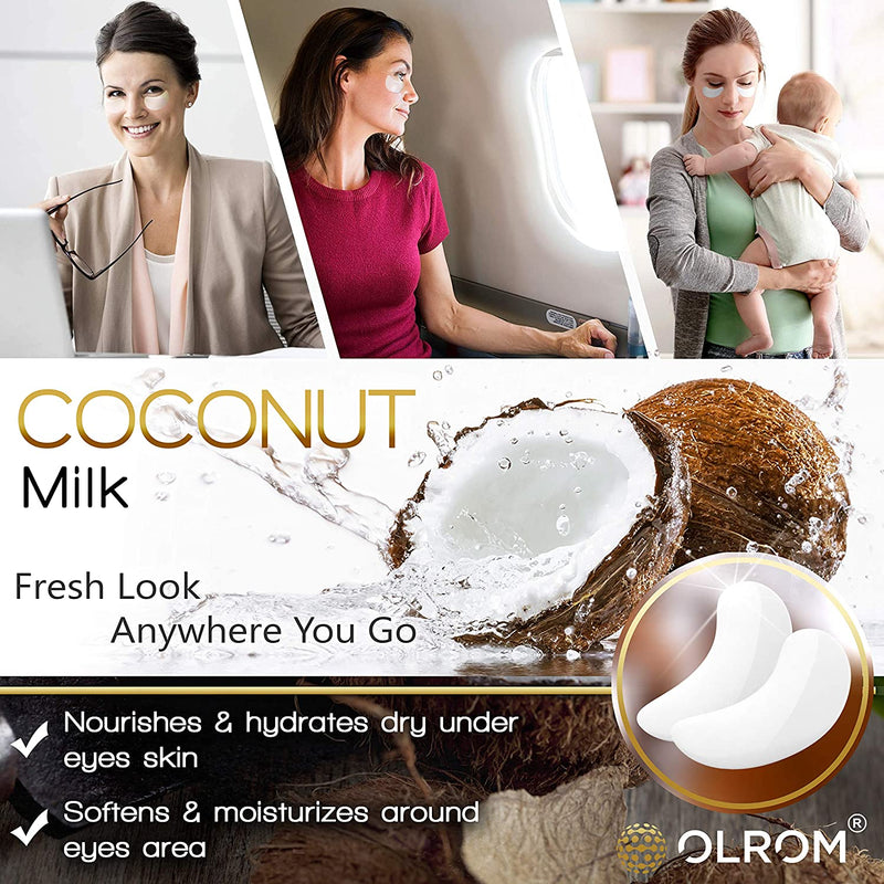 Olrom Eye Mask - 4 Kits Under Eye Patches: Gold Collagen Eye Pads, Detox Dead Sea Mineral Gel Eye Mask, Aloe Anti-Aging Hyaluronic Acid Eye Patches, Moisturizing Coconut Milk Face Under Eye Mask EyeShadow 16 Pairs Olrom