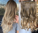 DevaLook 20 Inches Half Head One Piece Long Wavy Curly Clip in Hair Extensions Ombre 2 Tones DL (Light ash brown to sandy blonde) DevaLook Hair Extensions