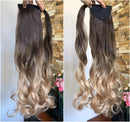 20" 22" 24" Long One Piece Straight Curly Wavy Clip in Wrap around Ombre Ponytail Hairpieces (24" Curly-Black/plum red(120g)) DevaLook Hair Extension