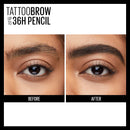 Maybelline TattooStudio Waterproof Eyebrow Pencil, Sharpenable, Longwear, Long Lasting Eyebrow Pencil, Defined Brows, Pigment Brow Pencil, Up to 36HR, Spoolie Eyebrow Brush, Black Brown, 0.026 oz. Maybelline New York