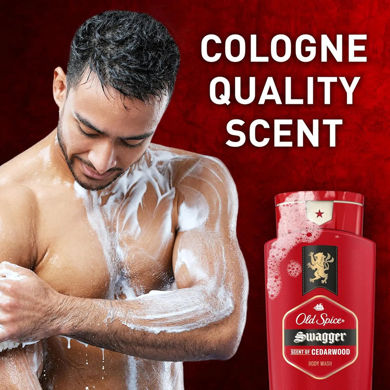 Old Spice Body Wash for Men, 24/7 Shower Fresh with Lasting Scent, Red Collection, Swagger with Cedarwood Scent, 24 fl oz (Pack of 2) Infinity Warehouse