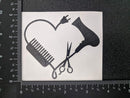Hair Stylist Decal 4 Pack: Love, Heart, Comb and Scissors, Hair Life (Hairstylist Black, Small ~3.5") Slaced