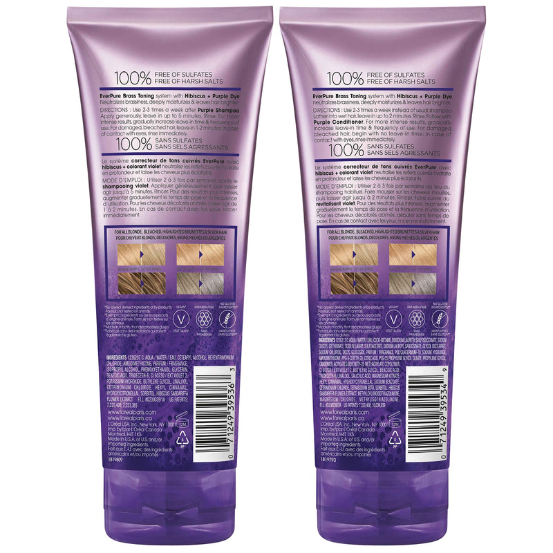 L'Oreal Paris EverPure Brass Toning Purple Sulfate Free Shampoo and Conditioner, 6.8 fl Oz (Set of 2) L'Oreal Paris