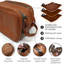 Toiletry Bag for Men or Women - Dopp Kit For Travel. Large Cosmetic and Shaving Bag. Toiletries Organizer PU Leather Bags (Large, Brown) QS Store