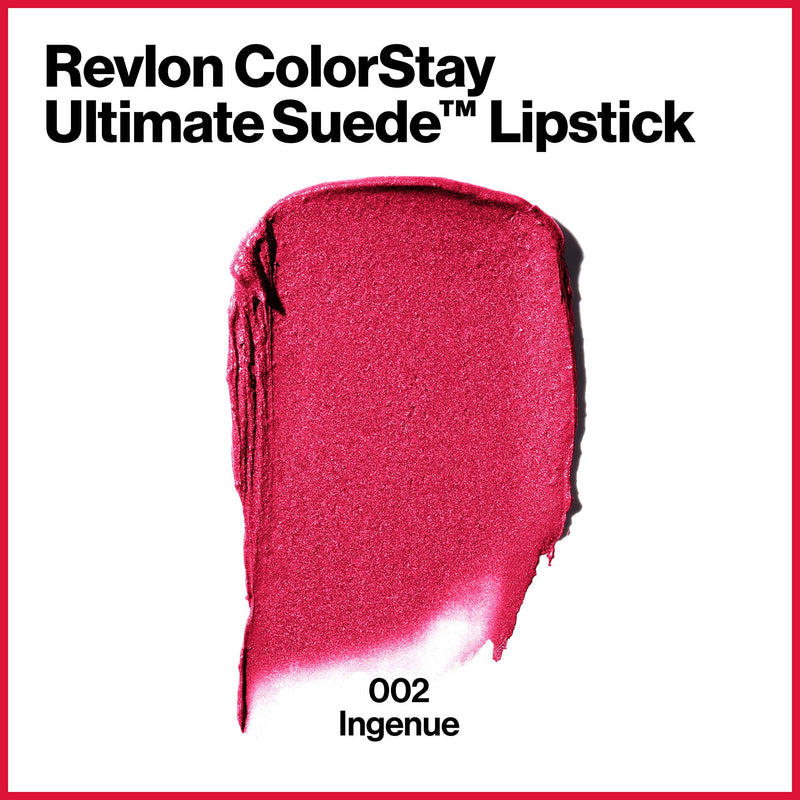 Revlon ColorStay Ultimate Suede Lipstick, Longwear Soft, Ultra-Hydrating High-Impact Lip Color, Formulated with Vitamin E, Ingenue (002), 0.09 oz REVLON
