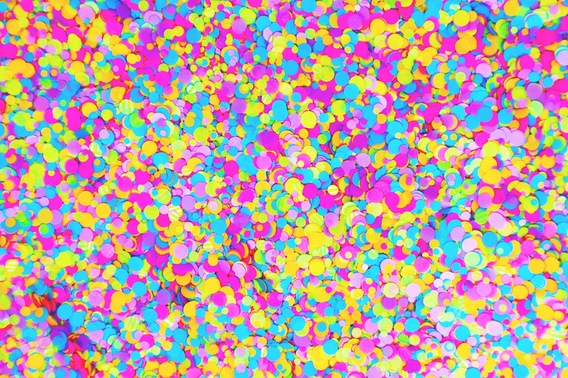 Chunky Circle - Rainbow Matte - Cosmetic Grade Chunky Glitter - Multi-Size Circle Shape - Festival Rave Makeup Face Body Nails Resin Arts & Crafts - Solvent Resistant Electric Bliss Beauty