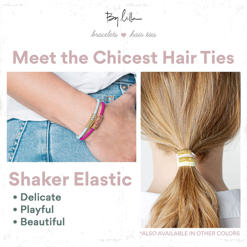 By Lilla Shaker Elastic Hair Ties and Bracelets | Set of Two Hair Tie-Bracelets | Hair Accessories for Women | No Crease Hair Ties & Women’s Bracelets (Black/Starfish/Silver) By Lilla