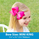 Wee Ones Girl's Mini King Grosgrain Hair Bow on No Slip Clip - Millennium Blue Wee Ones