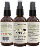 Retinol Serum 2.5% for Face & Eyes (2 oz) with Vitamin A, E, Hyaluronic Acid & Green Tea for Anti-Aging, Fine Lines & Wrinkles. Best Brightening Facial Serum for Day & Night use by Simplified Skin Simplified Skin