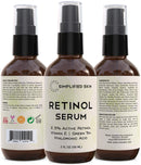 Retinol Serum 2.5% for Face & Eyes (2 oz) with Vitamin A, E, Hyaluronic Acid & Green Tea for Anti-Aging, Fine Lines & Wrinkles. Brightening Facial Serum for Day & Night use by Simplified Skin Simplified Skin