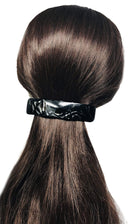 French Amie Long Rectangle Black Marble Celluloid Acetate Handmade Automatic Large Hair Clip Barrette (Black Marble) French Amie