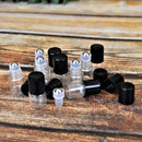 Holistic Oils Essential Oil Mini Perfume Roll On Bottles, 2ml Clear Oil Roller Bottles for Essential Oils (12 Pack), Mini Glass Empty Roll On Bottles with Black Lids and Stainless Steel Ball Insert Holistic Oils