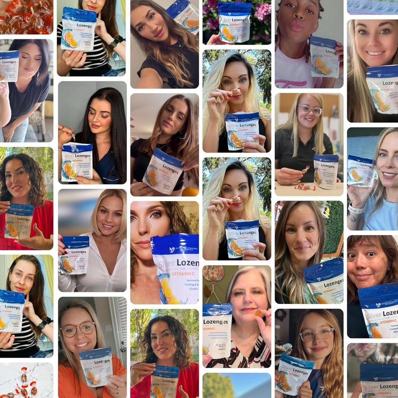 Silver Lozenges with Vitamin C - Premium Nano Silver 60 PPM Colloidal Silver, Organic Honey and Vitamin C Mineral Supplement Drops to Support Immune System, Soothe Cough & Throat - 24 Orange Lozenges Infinity Warehouse