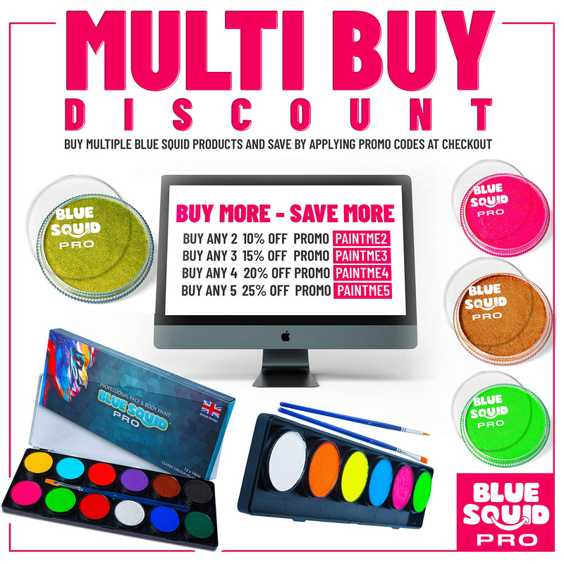 Blue Squid PRO Face Paint - Classic Yellow (30gm), Superior Quality Professional Water Based Single Cake, Face & Body Makeup Supplies for Adults, Kids & SFX Blue Squid