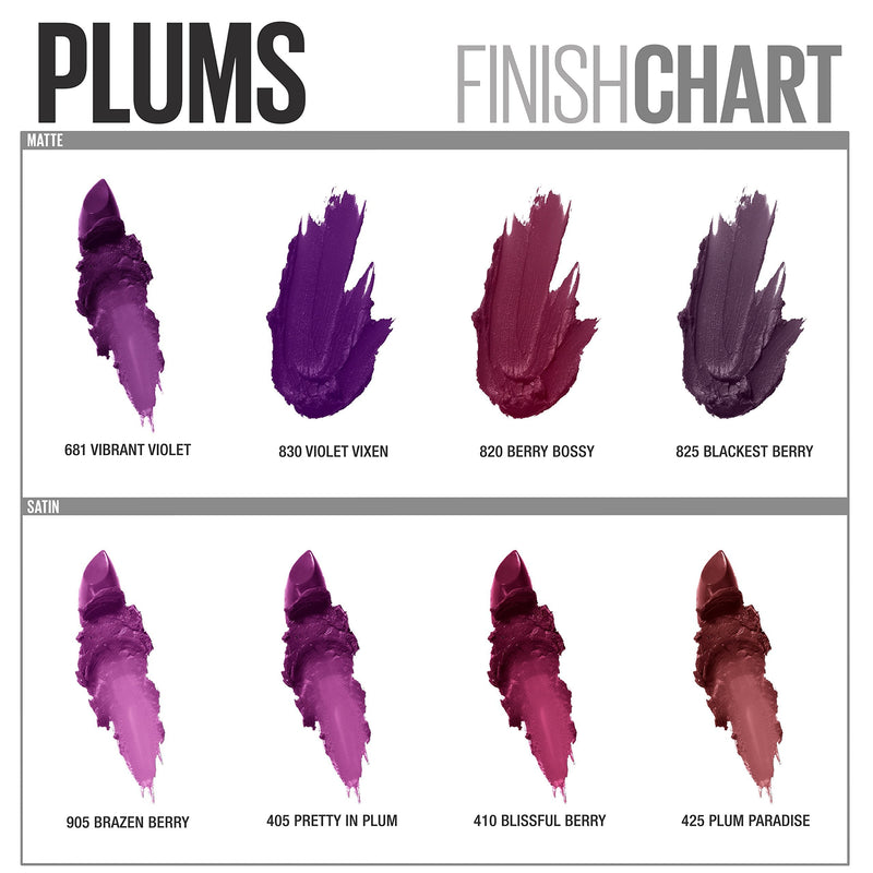 Maybelline New York Color Sensational Purple Lipstick, Satin Lipstick, Pretty in Plum, 0.15 oz Maybelline New York