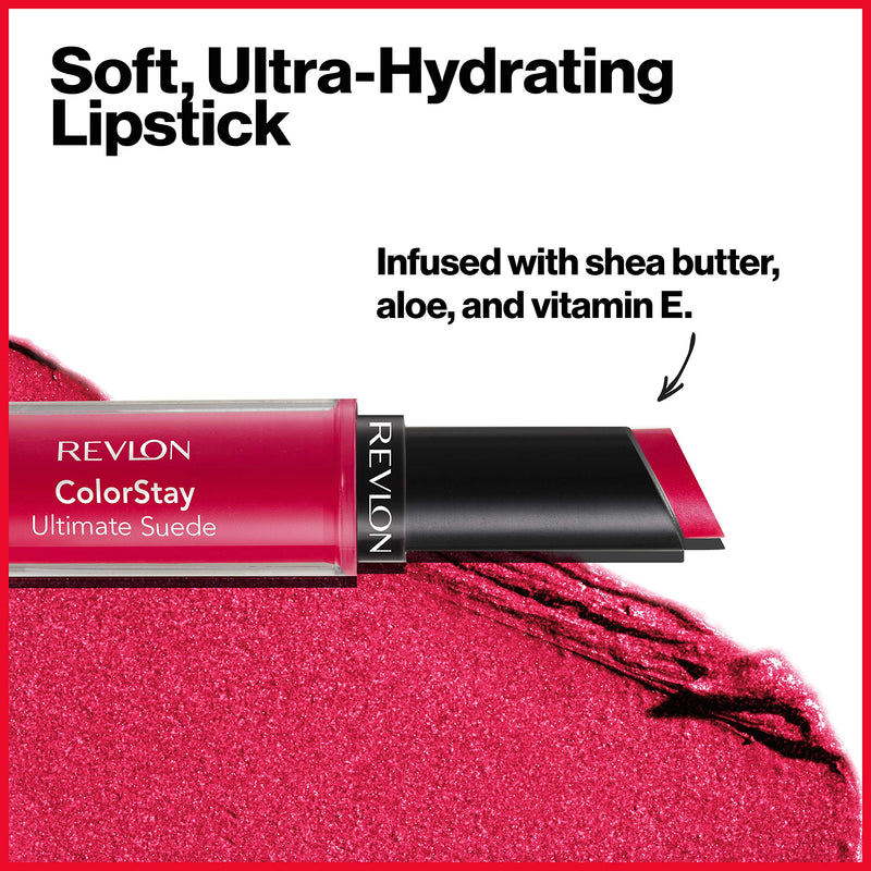 Revlon ColorStay Ultimate Suede Lipstick, Longwear Soft, Ultra-Hydrating High-Impact Lip Color, Formulated with Vitamin E, Ingenue (002), 0.09 oz REVLON