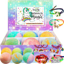 Unicorn Bath Bombs for Girls with Jewelry Inside Plus Jewelry Box- Valentine Gift for Kids. All Natural and Organic with Skin moisturizing Shea Butter. Bubble Bath Fizzies with Surprise Toys. Mineral Me California