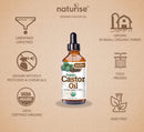 Naturise Organic Castor Oil Unrefined Unfiltered 100% Pure Cold Pressed (4oz) USDA Certified Organic, NON-GMO, Promotes Hair growth, Eyelash, Eyebrow growth, Skin Moisturizer, With Bonus Mascara Kit Naturise