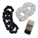 Kitsch Spiral Hair Ties, Satin Scrunchies and Microfiber Hair Scrunchies Hair Ties Bundle (Black, Brunette, Micro Dot) Kitsch