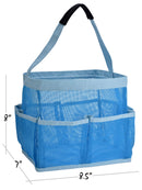 Mesh Shower Bag - Easily Carry, Organize Bathroom Toiletry Essentials While Taking a Shower. (9-Pockets | Blue) Masirs