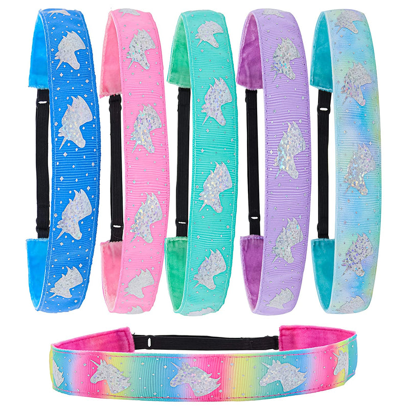 FROG SAC 6 PCS Unicorn Headbands for Girls, Adjustable Non Slip Grosgrain Unicorns Head Band Hair Accessories for Kids, Cute Elastic No Slip Fashion Headband for Little Girl Birthday Party Favors FROG SAC Store