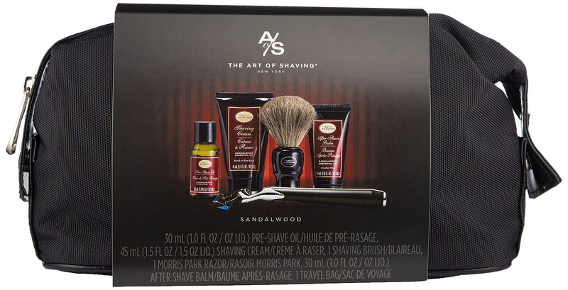 The Art of Shaving Sandalwood Travel Kit - Men's Razor with Pre-Shave Oil, Shaving Cream, Shaving Brush & After-Shave Balm The Art of Shaving