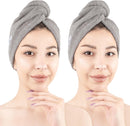 American Soft Linen 100% Cotton Hair Towels for Women, Head Towel Cap, Cotton Hair Turban Towel Wrap for Long Curly Anti Frizz Hair, Soft and Absorbent Cotton Hair Towels 2 Pack, Purple-Black Infinity Warehouse