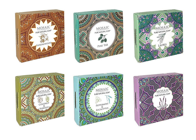 Mosaic All Natural Soaps w/ Organic Ingredients, Shampoo Bar Soap, Vegan Soap, Cold Pressed, Hand Soap, Body Soap Bars for Men, Moisturizing, Soap Bar Gift Set 4.0 oz (PREMIUM 2) AnatoliaDaphne