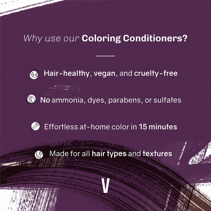 oVertone Haircare Semi-Permanent Color Depositing Conditioner with Shea Butter & Coconut Oil, Purple for Brown, Cruelty-Free, 8 oz OVERTONE