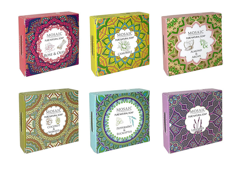 Mosaic All Natural Soaps w/ Organic Ingredients, Shampoo Bar Soap, Vegan Soap, Cold Pressed, Hand Soap, Body Soap Bars for Men and Women, Moisturizing, Soap Bar Gift Set 4.0 oz (PREMIUM 1) AnatoliaDaphne