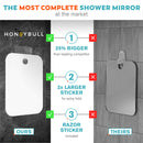HONEYBULL Shower Mirror Fogless for Shaving - (Large 8x10in) Flat Anti Fog Mirror with Razor Holder for Shower, Mirrors, Shower Accessories, Bathroom Mirror, Bathroom Accessories, Holds Razors For Men HONEYBULL
