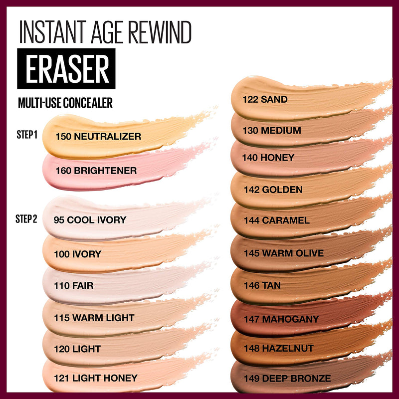 Maybelline New York Instant Age Rewind Eraser Dark Circles Treatment Multi-Use Concealer, 142 Golden, 0.2 Fl Oz Maybelline New York