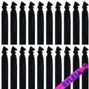 Syleia Pack of 20 Black Hair Ties Ponytail Holders Elastic Ribbon Band Crease Free Hand Knotted Fold Over Ouchless Strong Hold Syleia Store