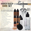 Belloccio Complete Cordless Handheld Airbrush Cosmetic Makeup System with 5 Dark Foundation Shades, Professional 18-Piece Kit, Moisturizing Primer, Blush, Bronzer, Highlighter, Concealer, User Guide Infinity Warehouse