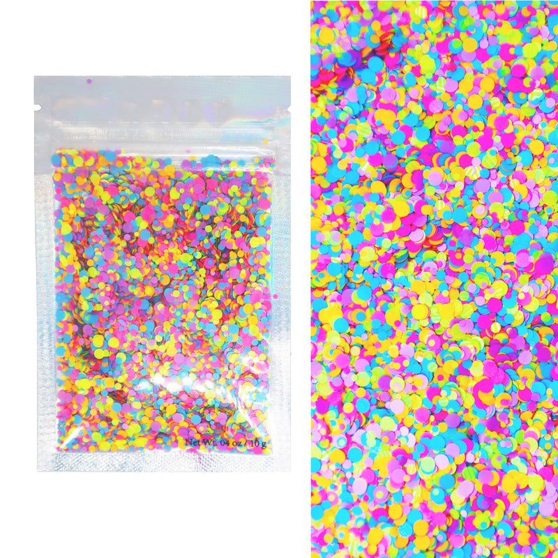Chunky Circle - Rainbow Matte - Cosmetic Grade Chunky Glitter - Multi-Size Circle Shape - Festival Rave Makeup Face Body Nails Resin Arts & Crafts - Solvent Resistant Electric Bliss Beauty