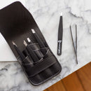 Tweezers Set 6-Piece - Tweezer Guru Stainless Steel Slant Tip and Pointed Eyebrow Tweezer Set - Great Precision for Facial Hair, Ingrown Hair, Splinter and Blackhead Remover (Black) (6-Pack) TWEEZER GURU