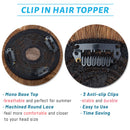 S-noilite Clip In Mono Topper with Bangs 100% Real Human Hair Crown Toppers with Wispy Bangs 10 Inch 32g Light Brown Top Hairpiece For Women with Thinning Hair/Gray Hair/Short Hair/Hair Loss