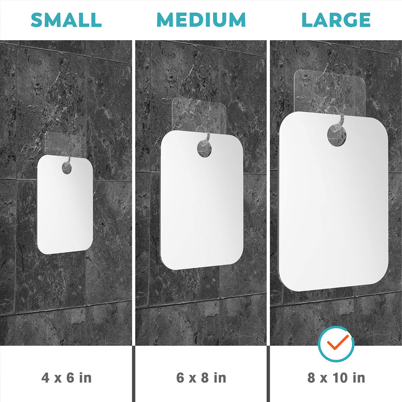 HONEYBULL Shower Mirror Fogless for Shaving - (Large 8x10in) Flat Anti Fog Mirror with Razor Holder for Shower, Mirrors, Shower Accessories, Bathroom Mirror, Bathroom Accessories, Holds Razors For Men HONEYBULL