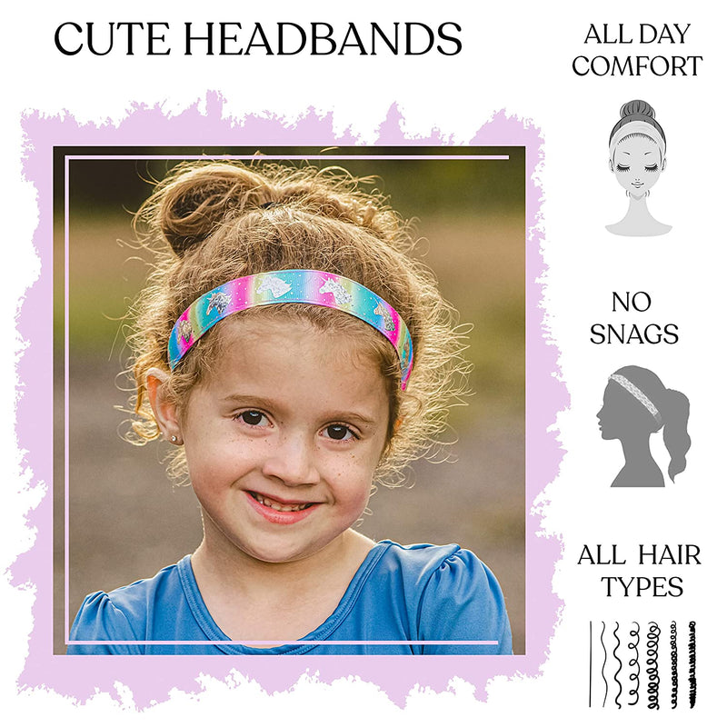 FROG SAC 6 PCS Unicorn Headbands for Girls, Adjustable Non Slip Grosgrain Unicorns Head Band Hair Accessories for Kids, Cute Elastic No Slip Fashion Headband for Little Girl Birthday Party Favors FROG SAC Store