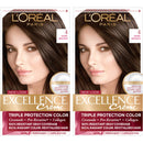 L'Oreal Paris Excellence Creme Permanent Hair Color, 4 Dark Brown, 100 percent Gray Coverage Hair Dye, Pack of 2 L'Oreal Paris