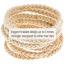 Hair Ties Braided Hair Tie Braided Hair Ties Braided Ponytail Holders Braided Hair Elastics Ponytail Holder Thick Hair Elastics - Blonde Pearl 8 Pcs JWERA