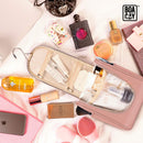 Premium Small Hanging Travel Toiletry Bag for Women and Men, Hygiene Bag, Bathroom and Shower Organizer Kit with Elastic Band Holders for Toiletries, Cosmetics, Makeup, Brushes (Small) BOACAY