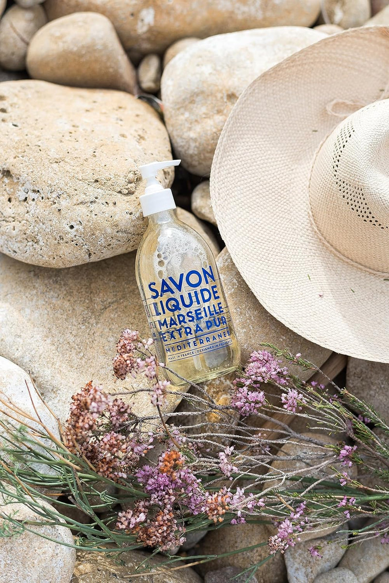 Compagnie de Provence Savon de Marseille Extra Pure Liquid Soap - Mediterranean Sea - 16.7 Fl Oz Glass Pump Bottle Infinity Warehouse
