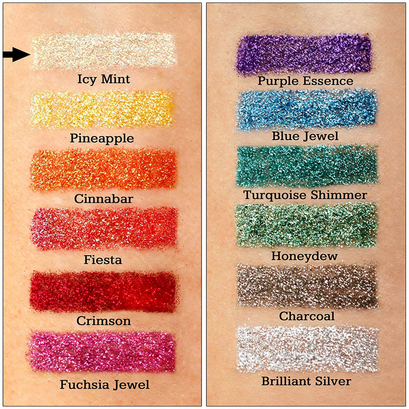 GLITTIES - Icy Mint - Cosmetic Grade Extra Fine (.006") Loose Glitter Powder Safe for Skin! Perfect for Makeup, Body Tattoos, Face, Hair, Lips, Soap, Lotion, Nail Art - (30 Gram Jar) Glitties Store