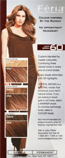 L'Oreal Paris Feria Multi-Faceted Shimmering Permanent Hair Color, 60 Crystal Brown (Light Brown), Pack of 1, Hair Dye L'Oreal Paris